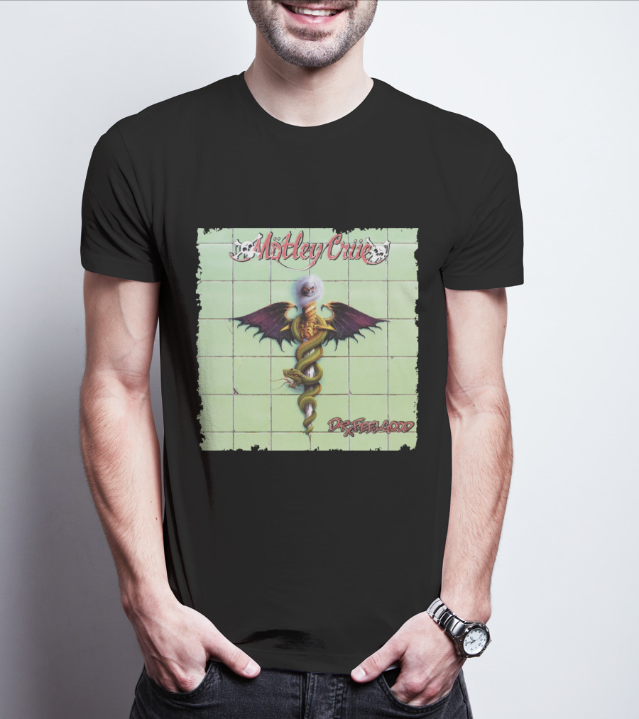 Mötley Crüe Dr. Feelgood Winged Caduceus Snake T-Shirt