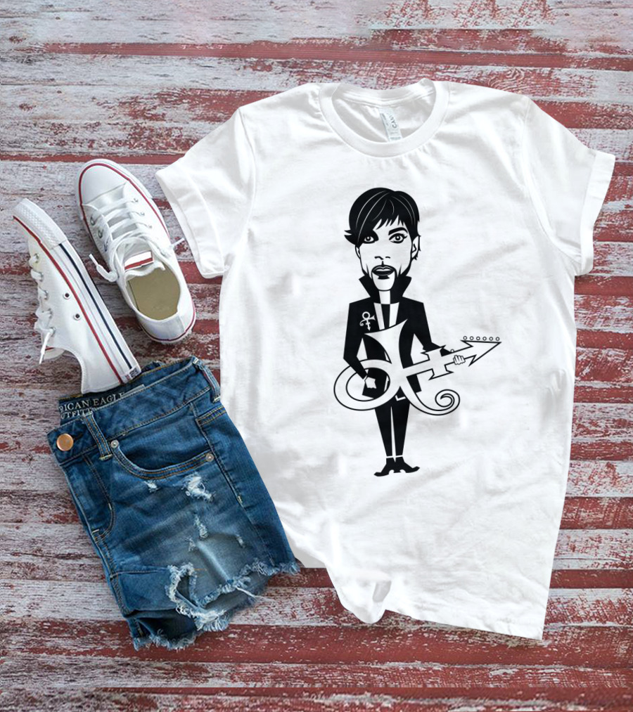 Pr 17 Prince Symbol With Guitar Caricature T-Shirt