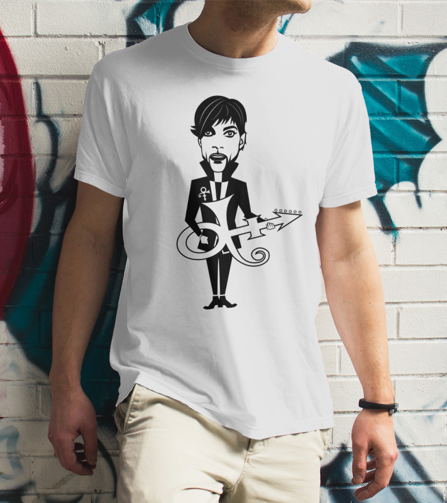 Pr 17 Prince Symbol With Guitar Caricature T-Shirt