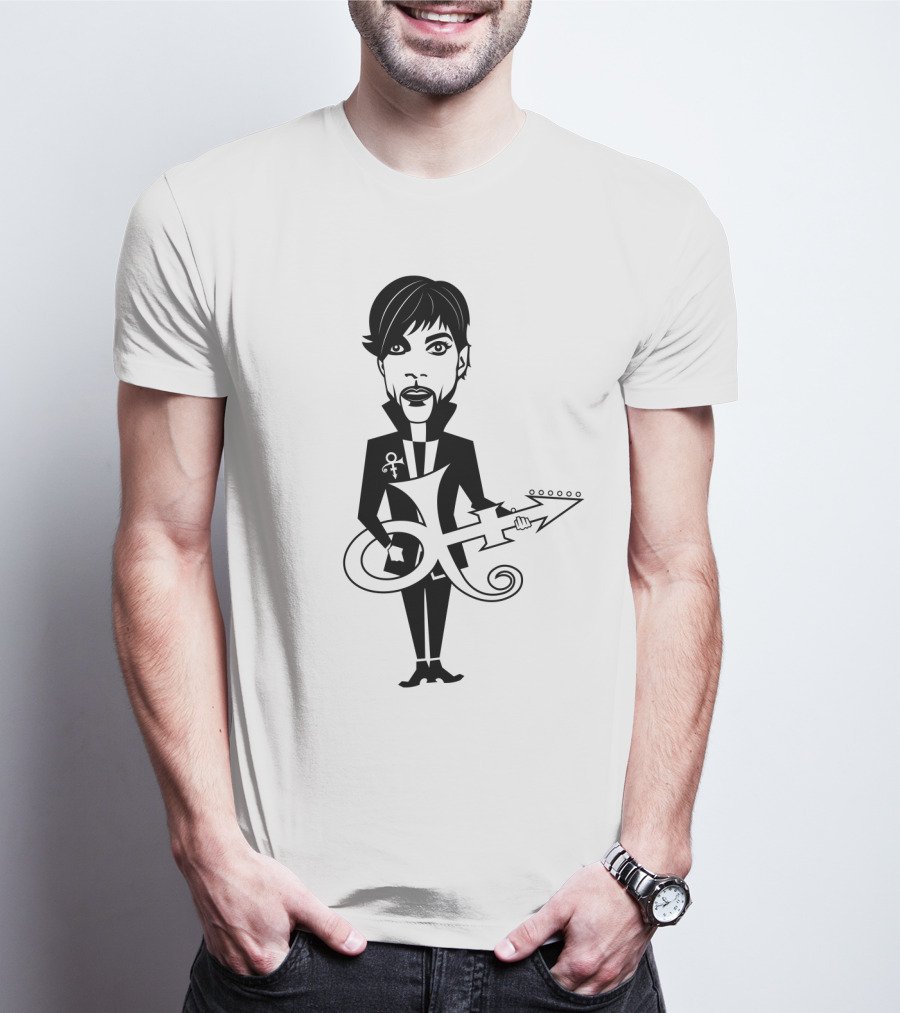 Pr 17 Prince Symbol With Guitar Caricature T-Shirt