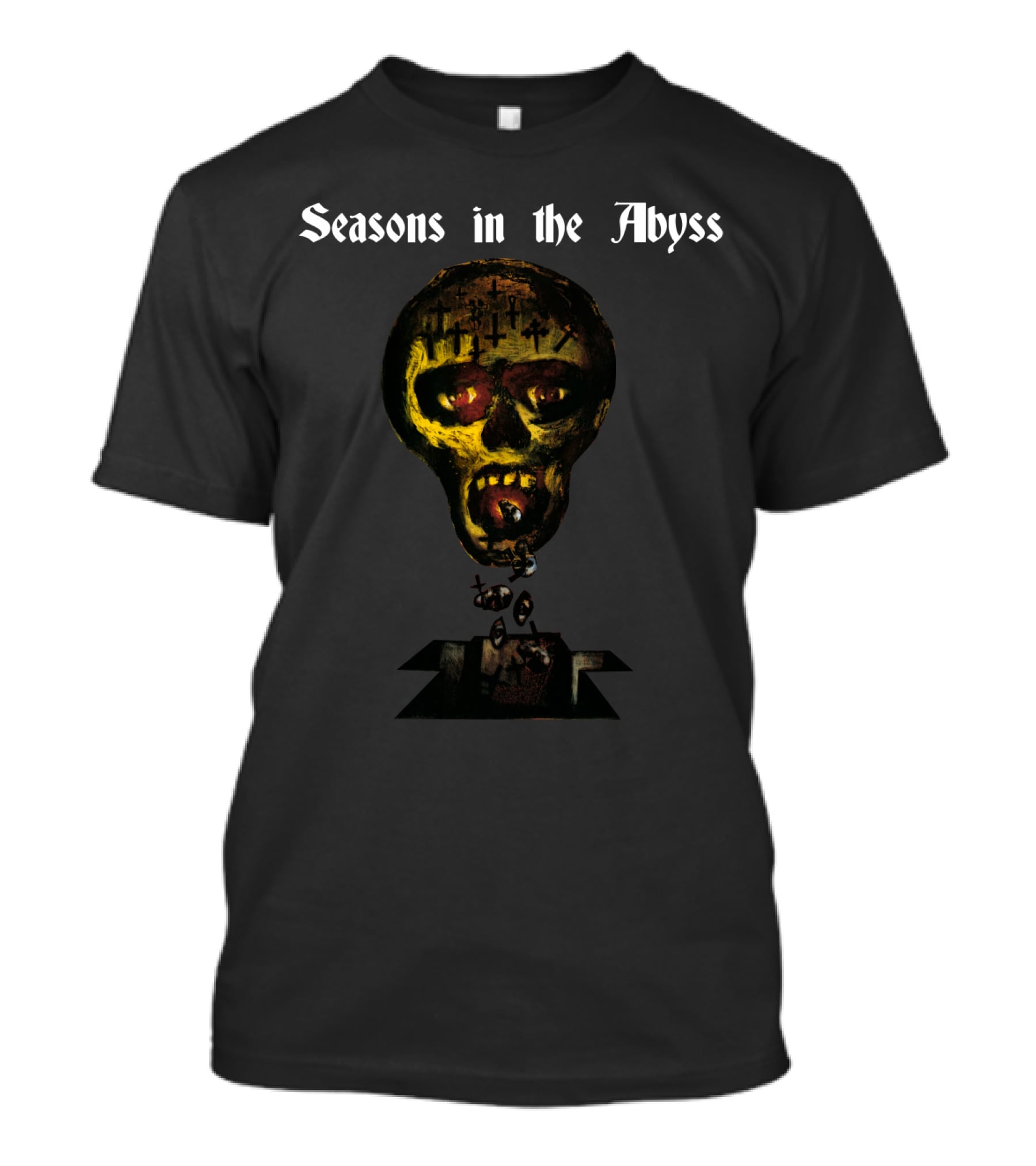 Seasons In The Abyss Skull With Crosses And Open Grave T-Shirt