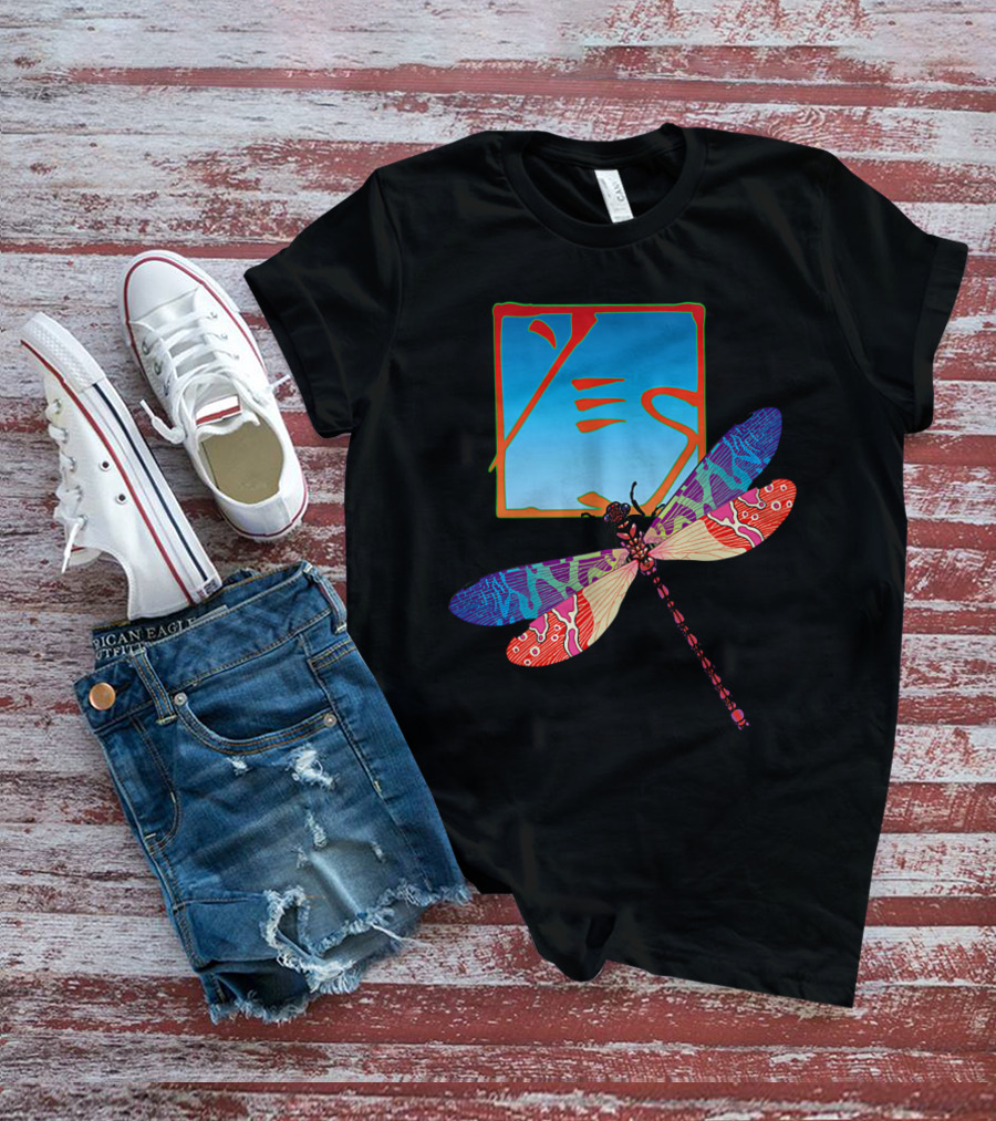 Yes Logo With Colorful Dragonfly Artwork T-Shirt