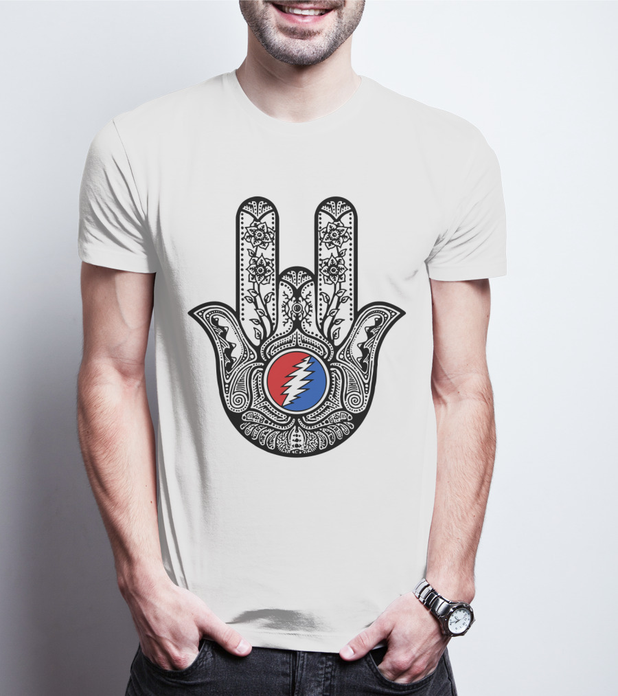 Grateful Dead Steal Your Face Hamsa Hand Art T-Shirt