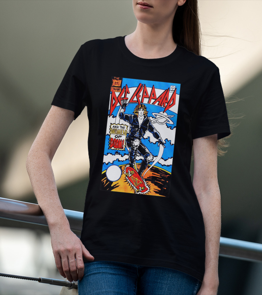 Def Leppard And The Women Of Doom Comic Style Artwork T-Shirt