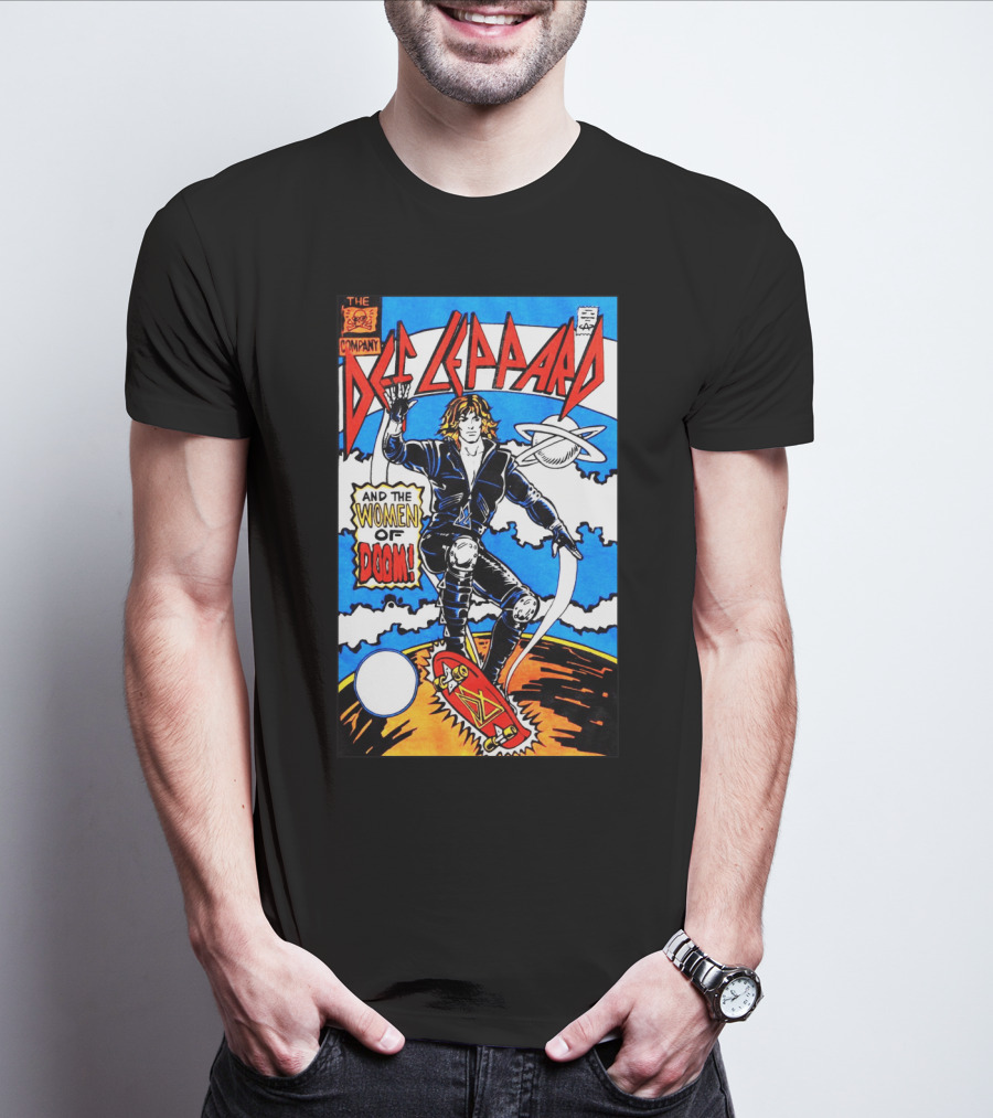 Def Leppard And The Women Of Doom Comic Style Artwork T-Shirt