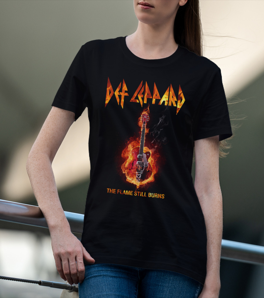Def Leppard The Flame Still Burns Guitar Fire T-Shirt
