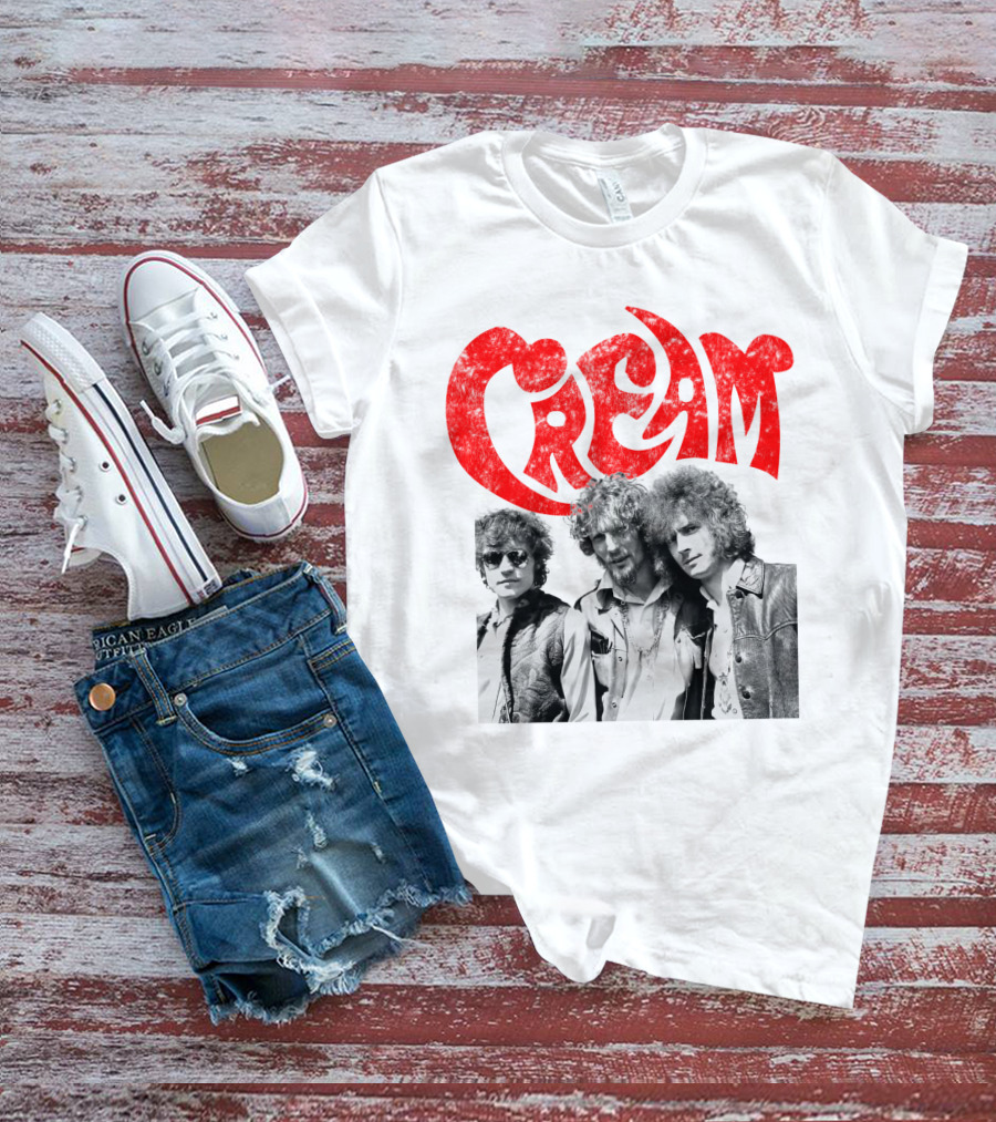 Cream Retro Band Photo Red T-Shirt