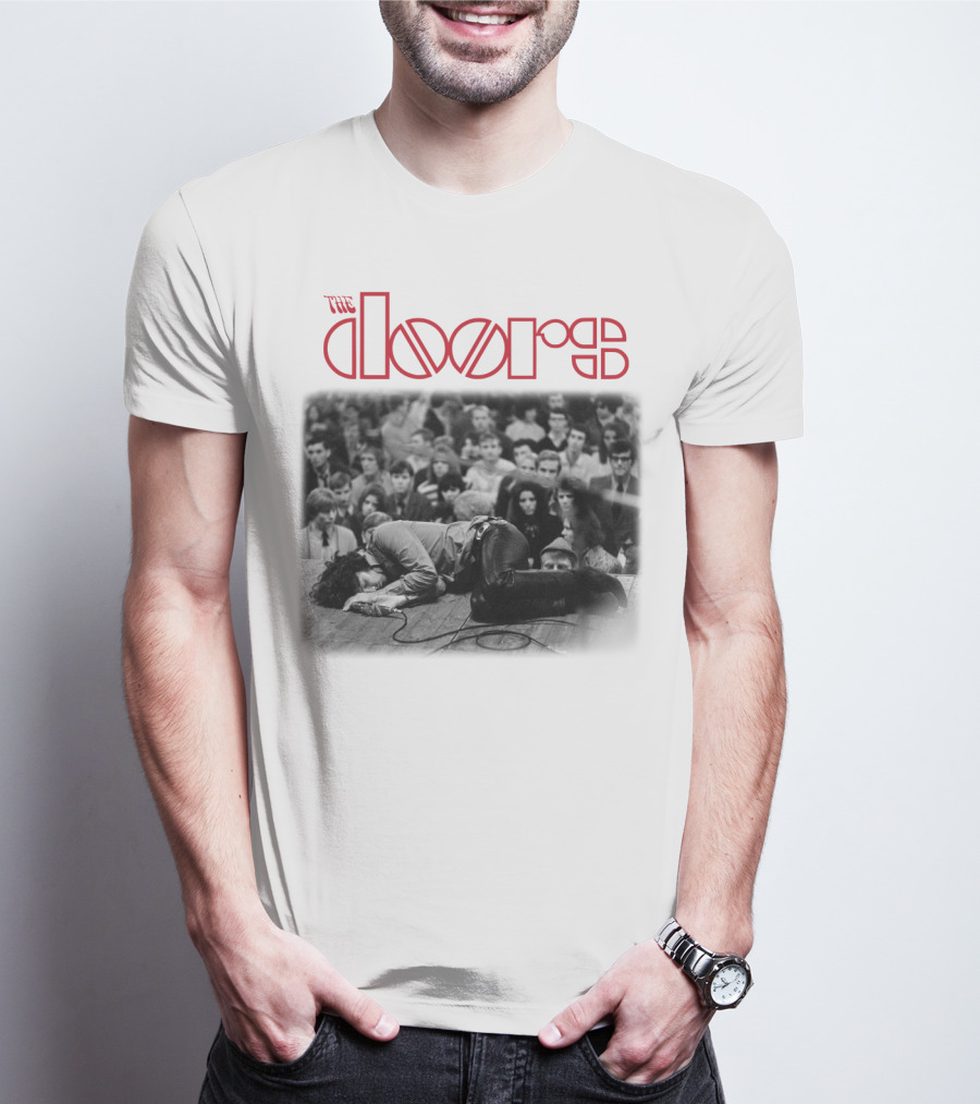 The Doors Vintage Concert Photography Black And White Crowd Scene T-Shirt