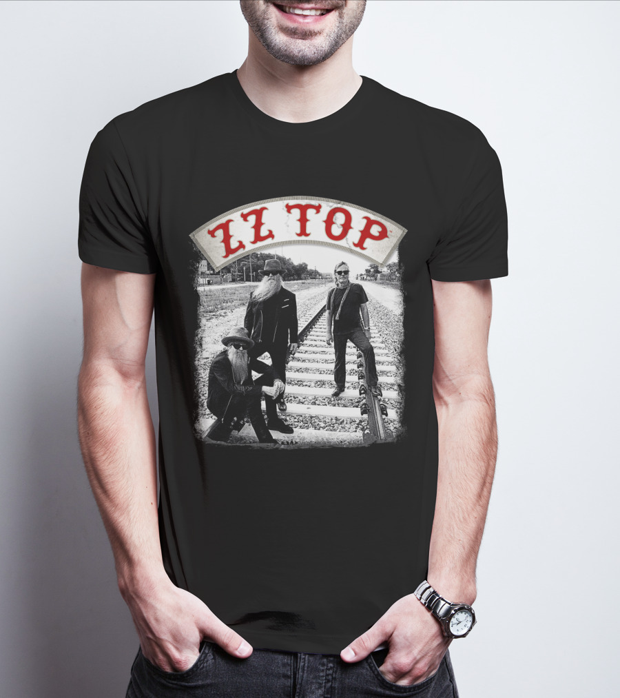 Zz Top Band On Railroad Tracks T-Shirt