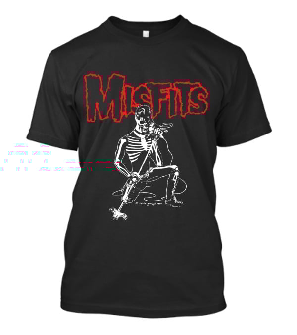 Misfits Skeleton Figure With Microphone In Black And Red T-Shirt
