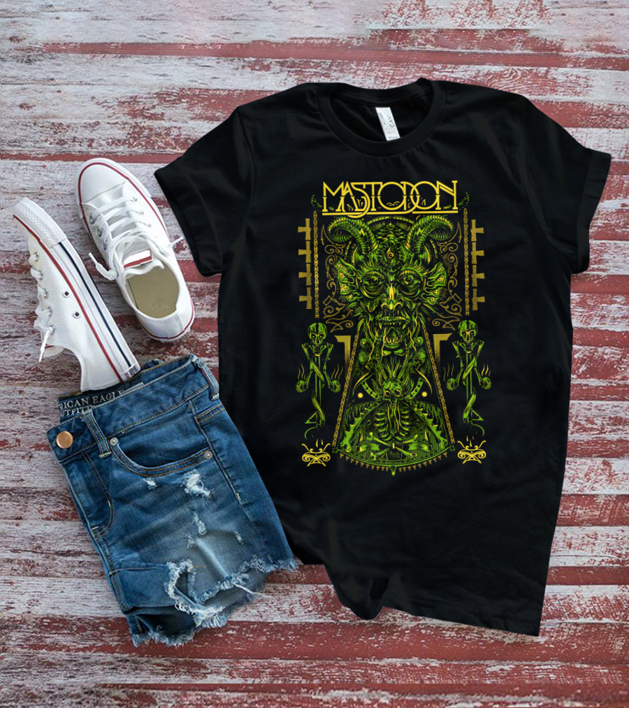 Mastodon Green Demonic Creature With Horns And Mystical T-Shirt