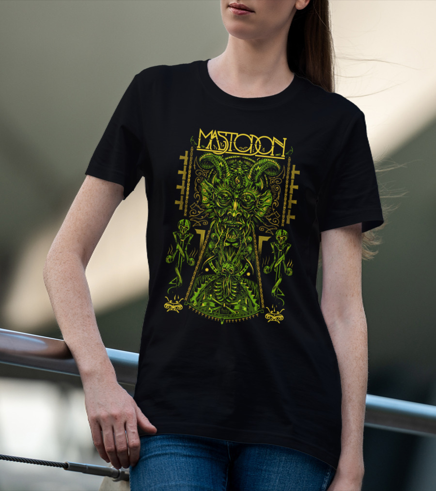 Mastodon Green Demonic Creature With Horns And Mystical T-Shirt
