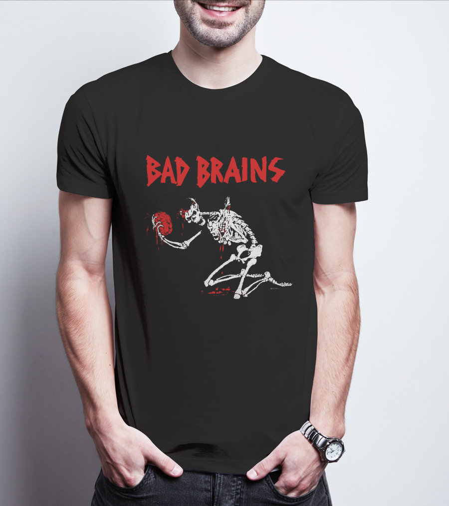 Bad Brains Skeleton Holding Brain T-Shirt