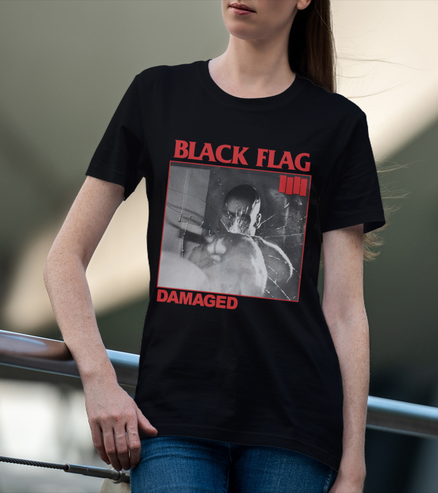 Black Flag Damaged Three Bars T-Shirt