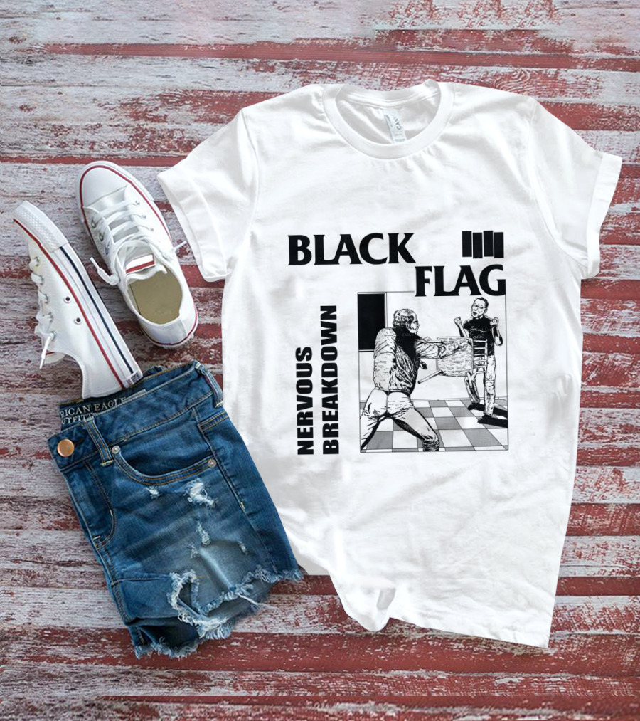 Black Flag Nervous Breakdown Chessboard Confrontation T-Shirt