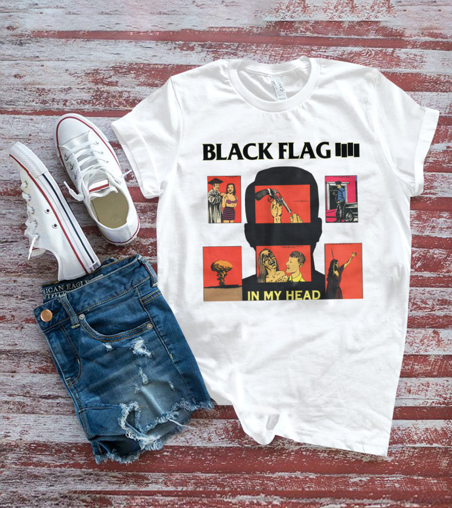 Black Flag In My Head Album Cover Artwork With Iconic Imagery And T-Shirt