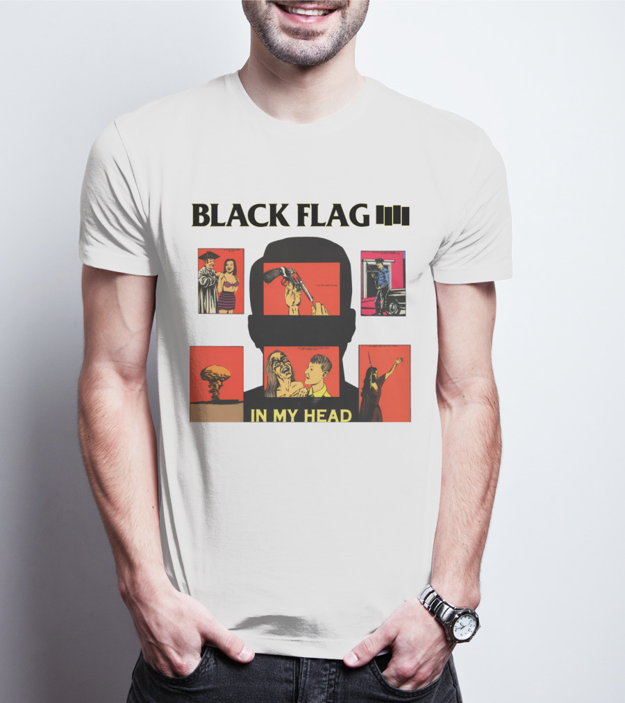 Black Flag In My Head Album Cover Artwork With Iconic Imagery And T-Shirt