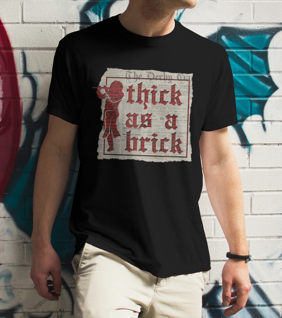 Thick As A Brick Newspaper Design With Silhouette T-Shirt