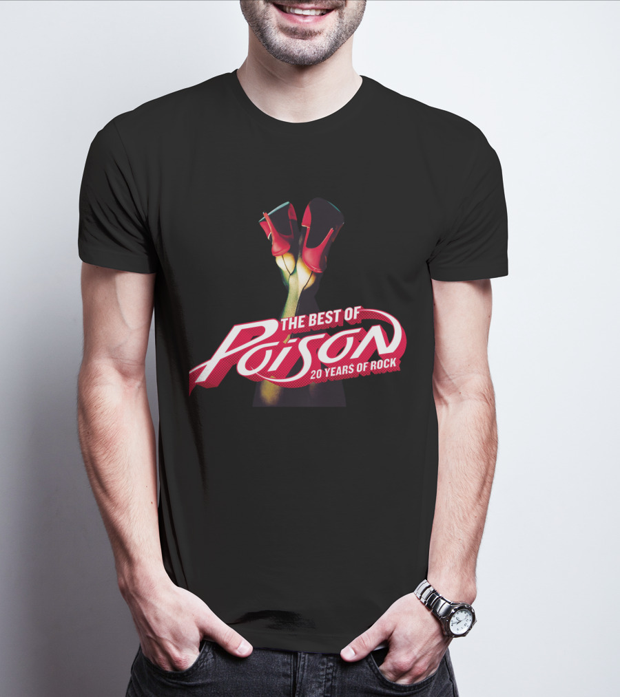The Best Of Poison 20 Years Of Rock Red Heels On Black T-Shirt