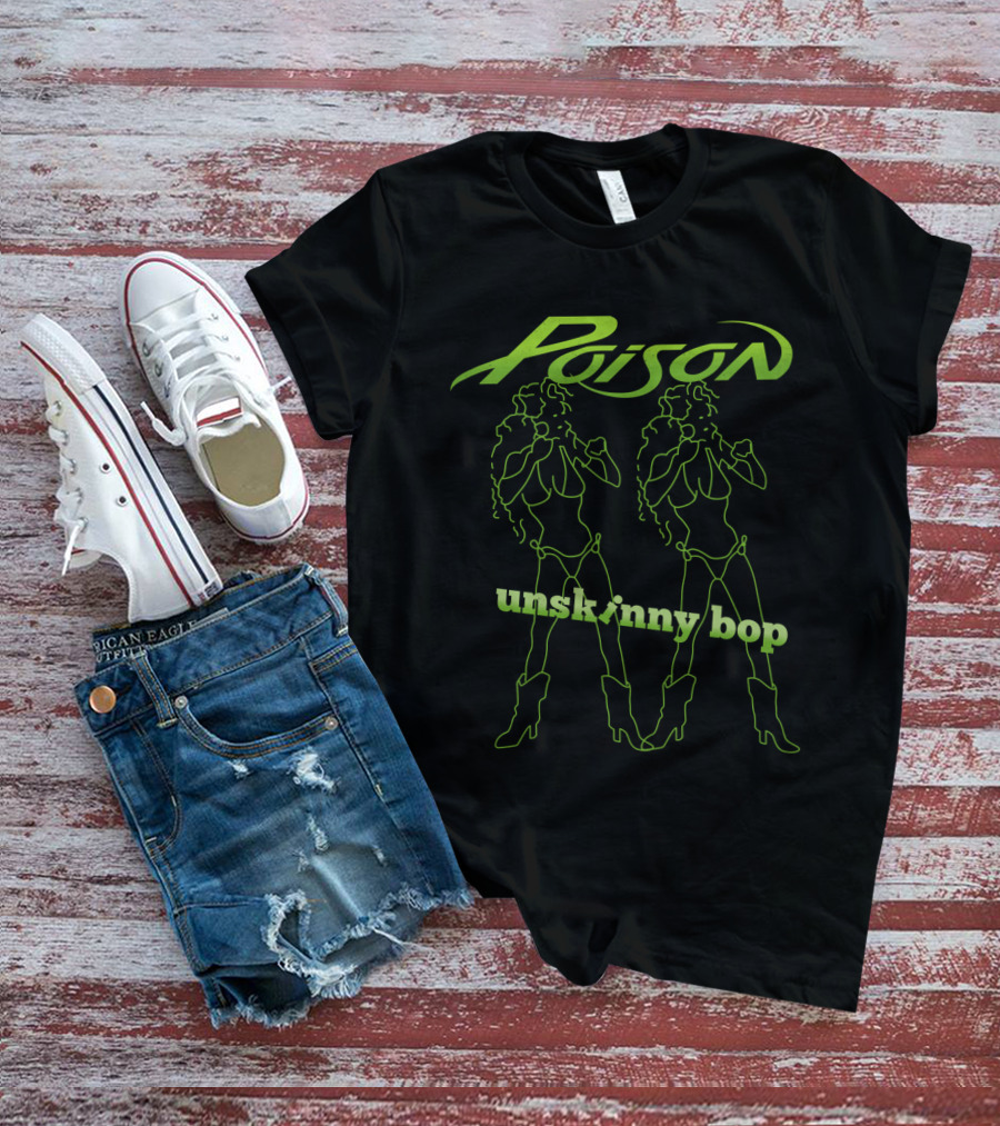 Poison Unskinny Bop 90S Rock Silhouette Twins T-Shirt