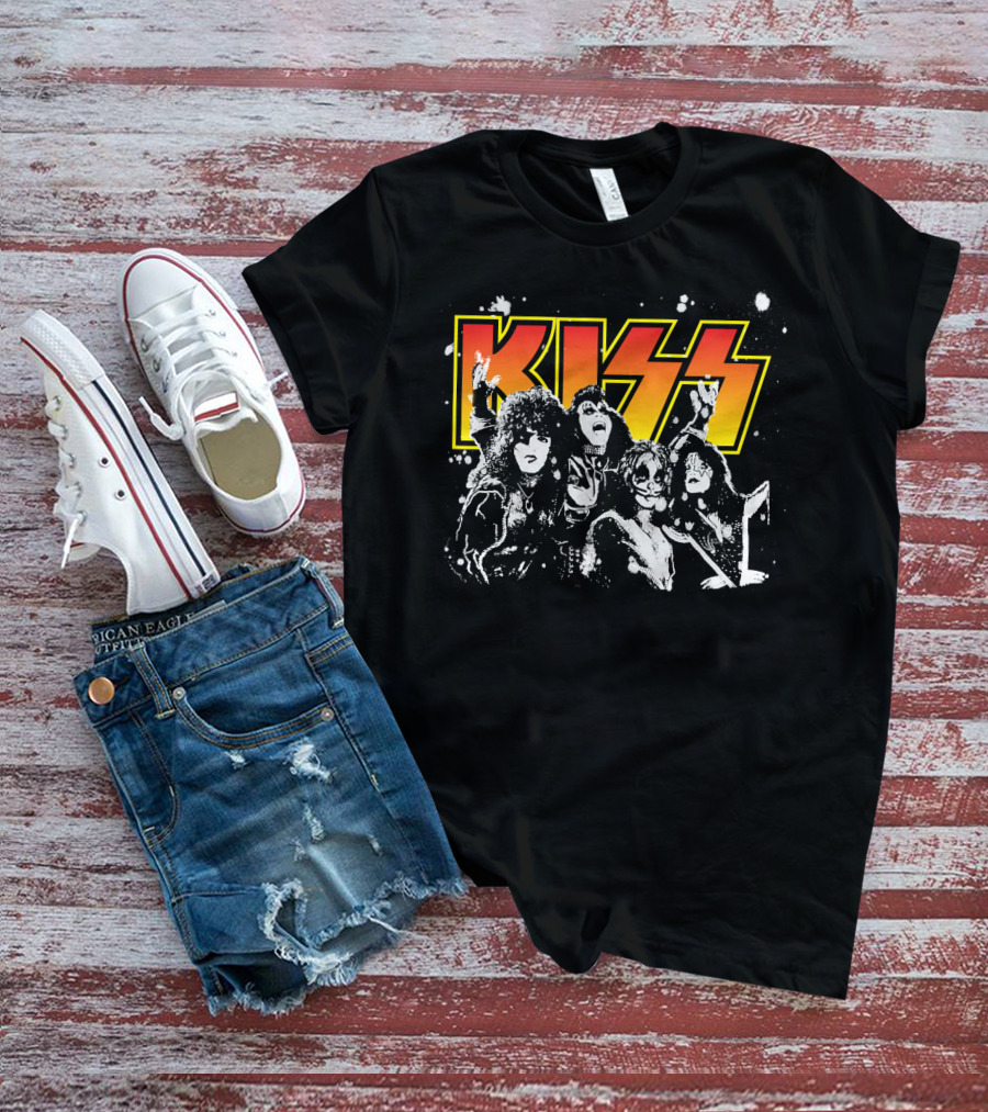 Kiss Band Black And White Group Photo T-Shirt