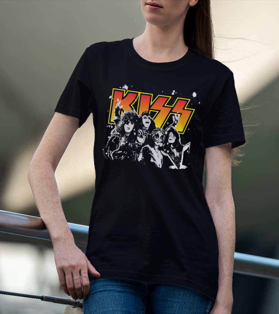 Kiss Band Black And White Group Photo T-Shirt