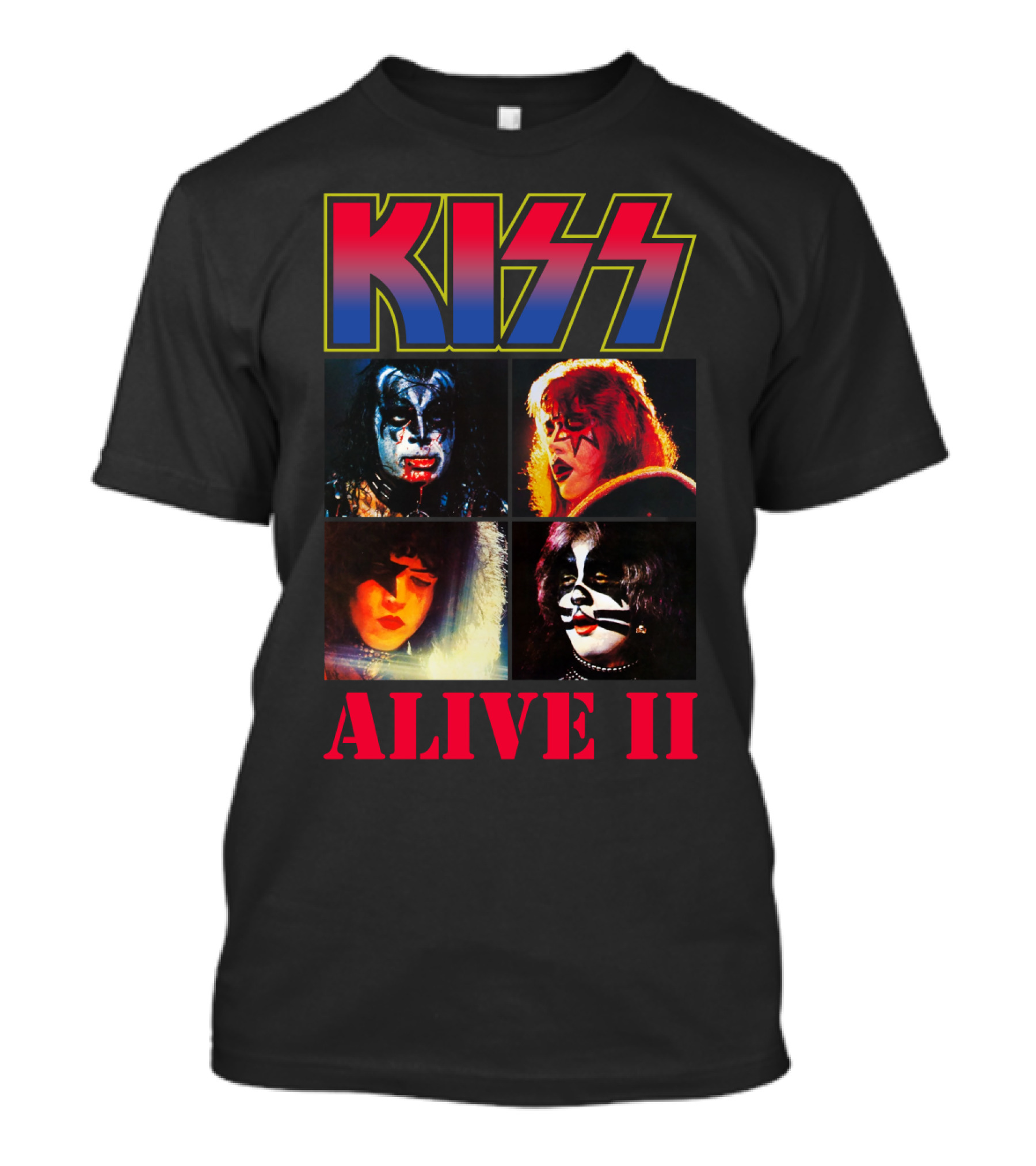 Kiss Alive Ii Classic Band Members Photo Collage T-Shirt