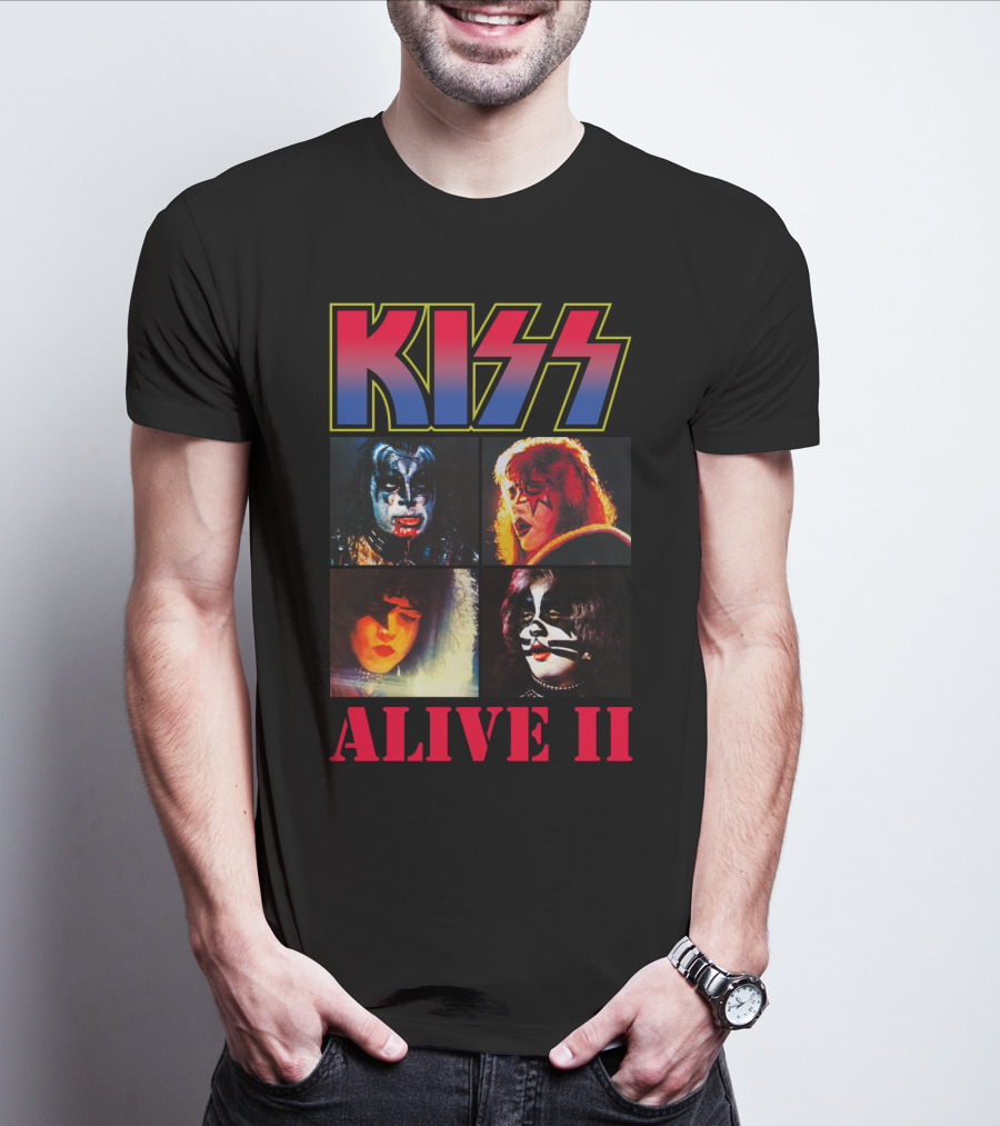 Kiss Alive Ii Classic Band Members Photo Collage T-Shirt