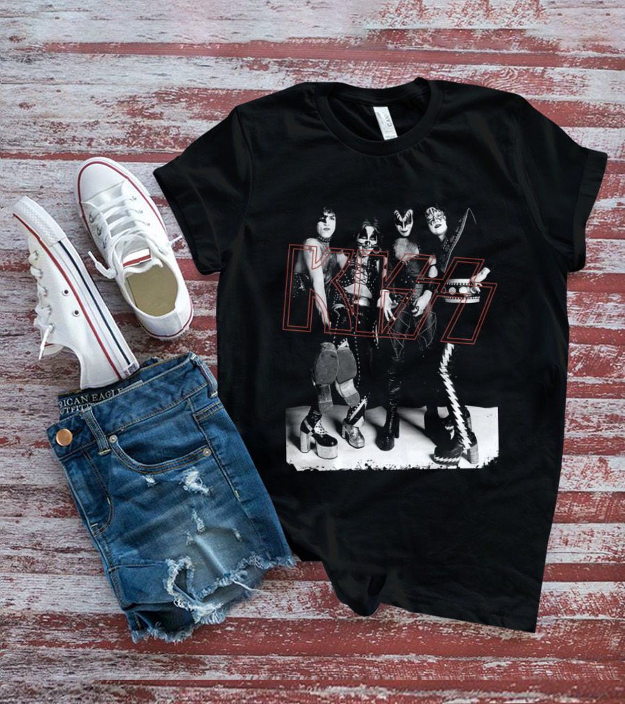 Kiss Band Classic Members Black And Whitephoto T-Shirt