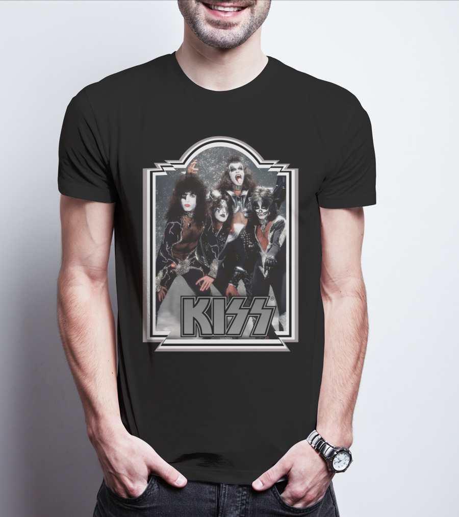Kiss Band Iconic Makeup And Costumes 1970S Retro Style T-Shirt