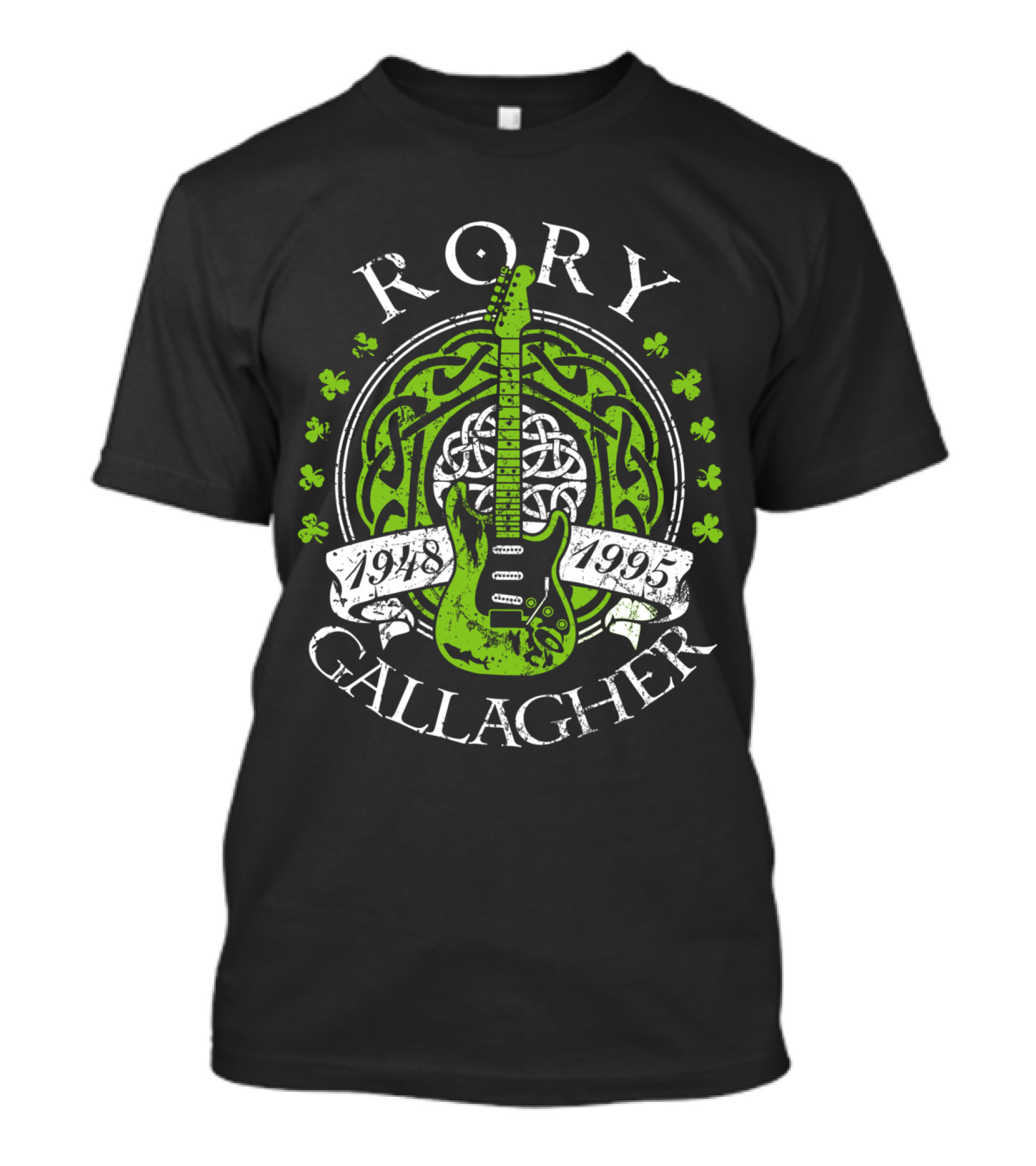 Rory Gallagher 1948-1995 Celtic Guitar And Shamrock T-Shirt