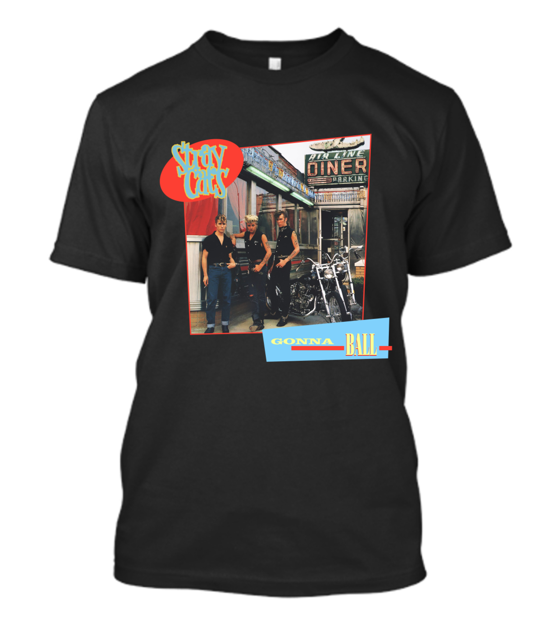 Stray Cats Gonna Ball Fine Line Diner Parking T-Shirt
