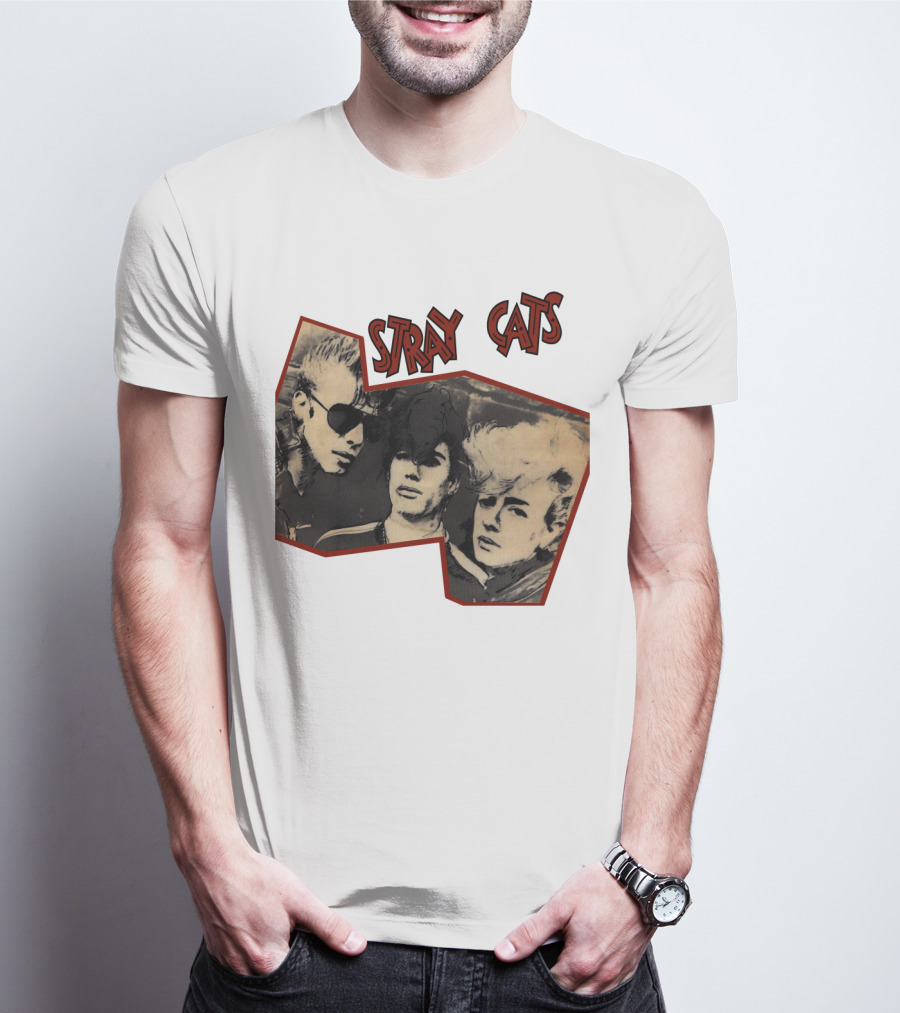 Stray Cats Rockabilly Band Vintage Photo Style T-Shirt