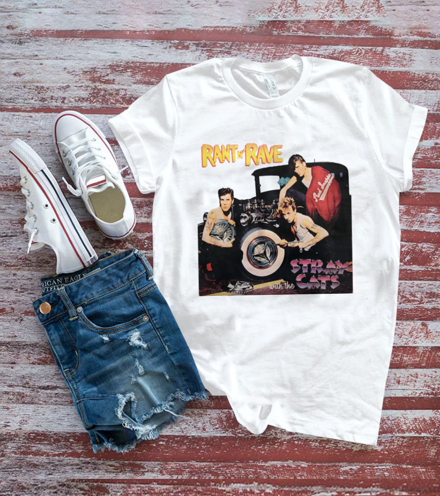 Rant N' Rave With The Stray Cats Rockabilly Band Vintage Style T-Shirt