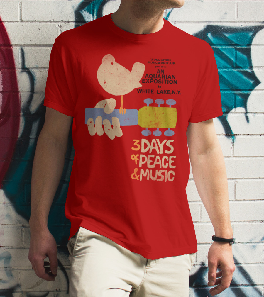Woodstock Music & Art Fair Presents An Aquarian Exposition In White Lake N.y. 3 Days Of Peace & Music T-Shirt