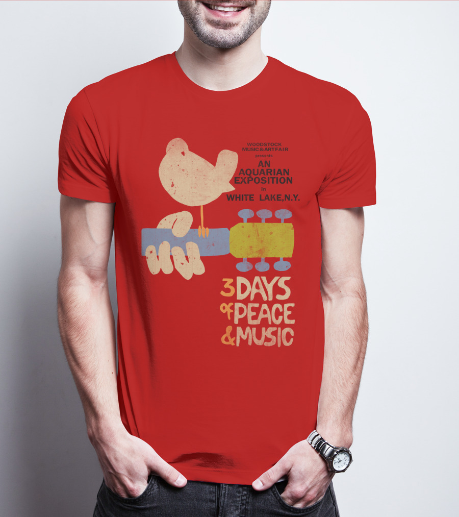 Woodstock Music & Art Fair Presents An Aquarian Exposition In White Lake N.y. 3 Days Of Peace & Music T-Shirt