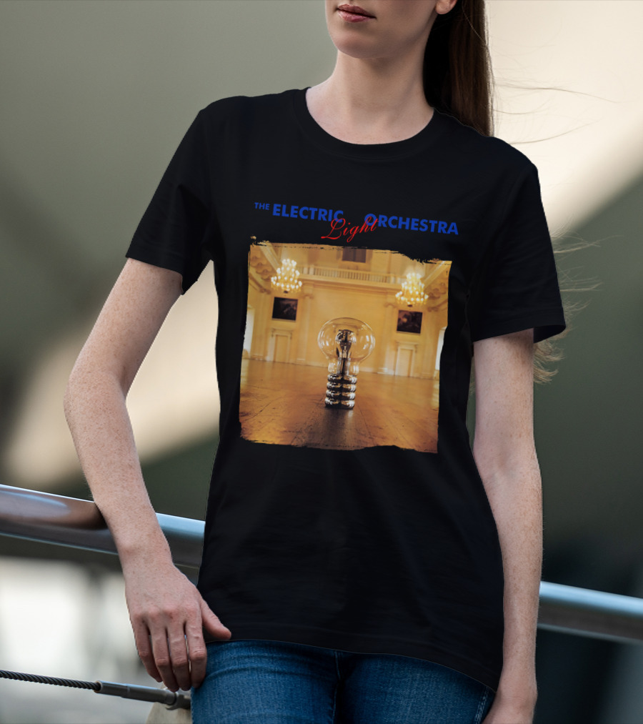 Electric Light Orchestra Lightbulb Room Chandelier Scene T-Shirt