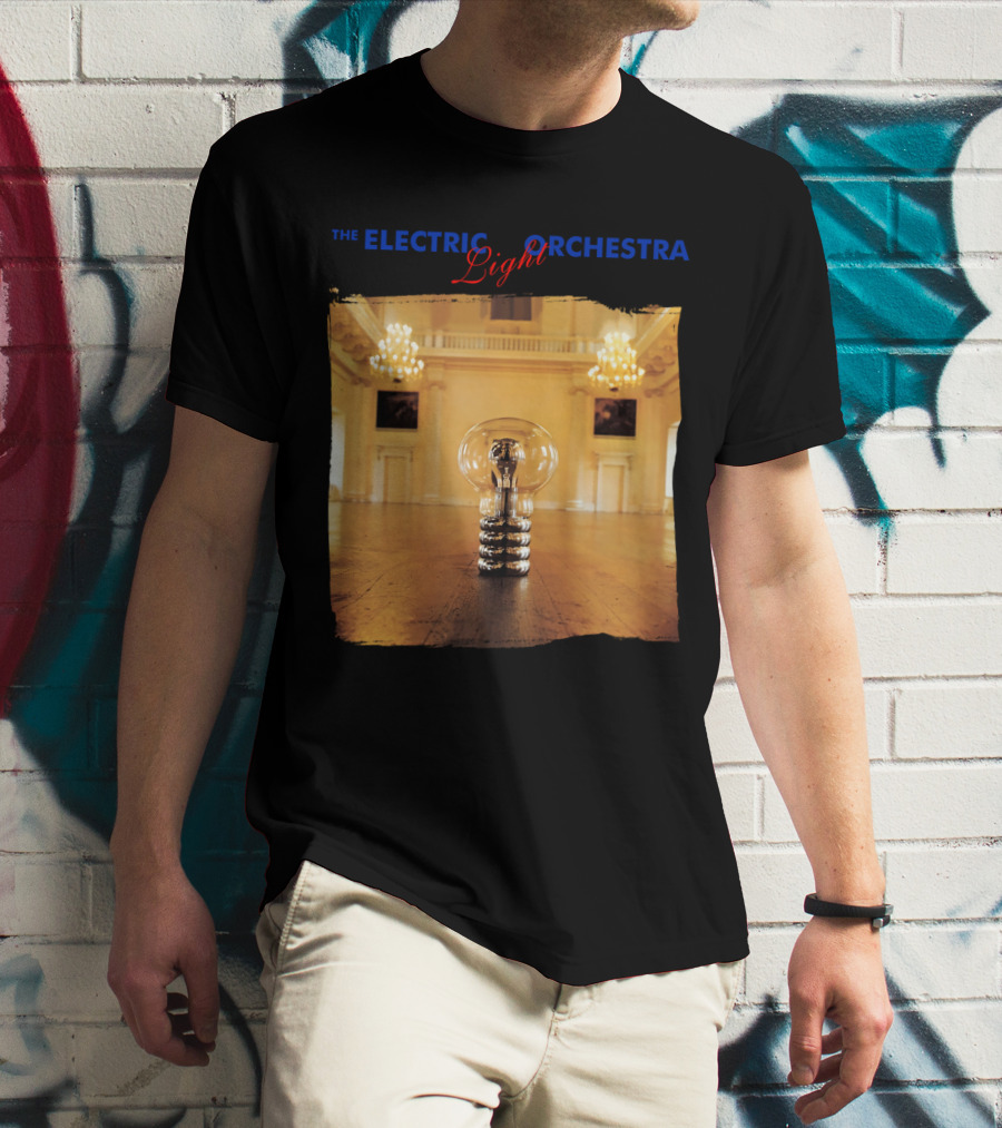 Electric Light Orchestra Lightbulb Room Chandelier Scene T-Shirt