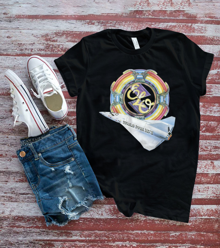 Electric Light Orchestra World Tour 1978 Logo With Spacecraft T-Shirt