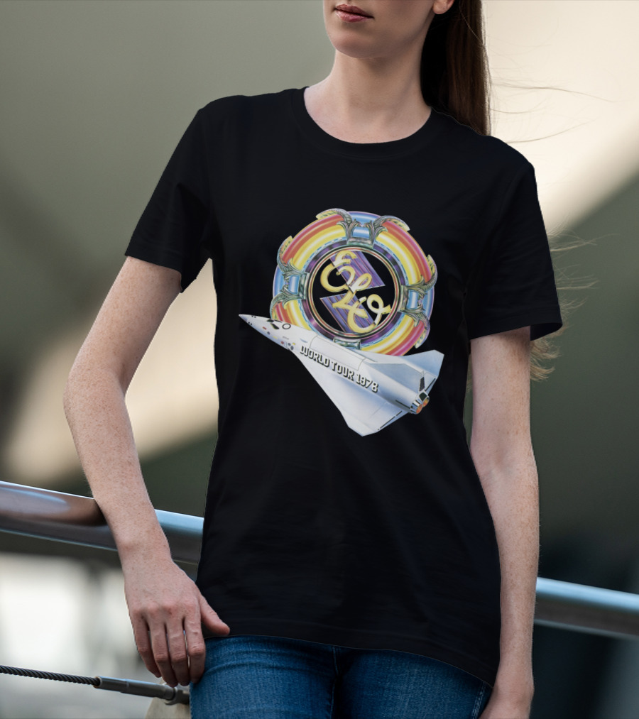 Electric Light Orchestra World Tour 1978 Logo With Spacecraft T-Shirt
