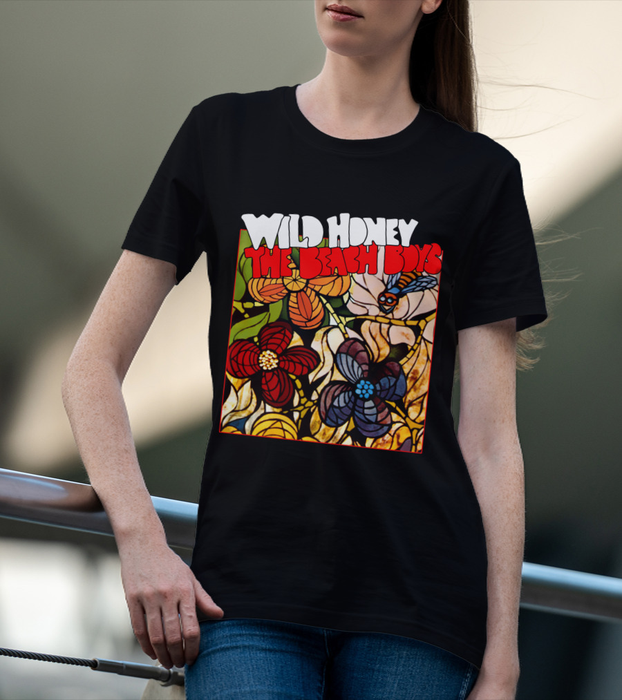 Wild Honey The Beach Boys Flowers And Bee Stained Glass Style T-Shirt