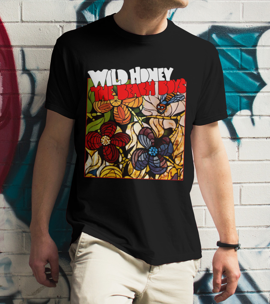 Wild Honey The Beach Boys Flowers And Bee Stained Glass Style T-Shirt