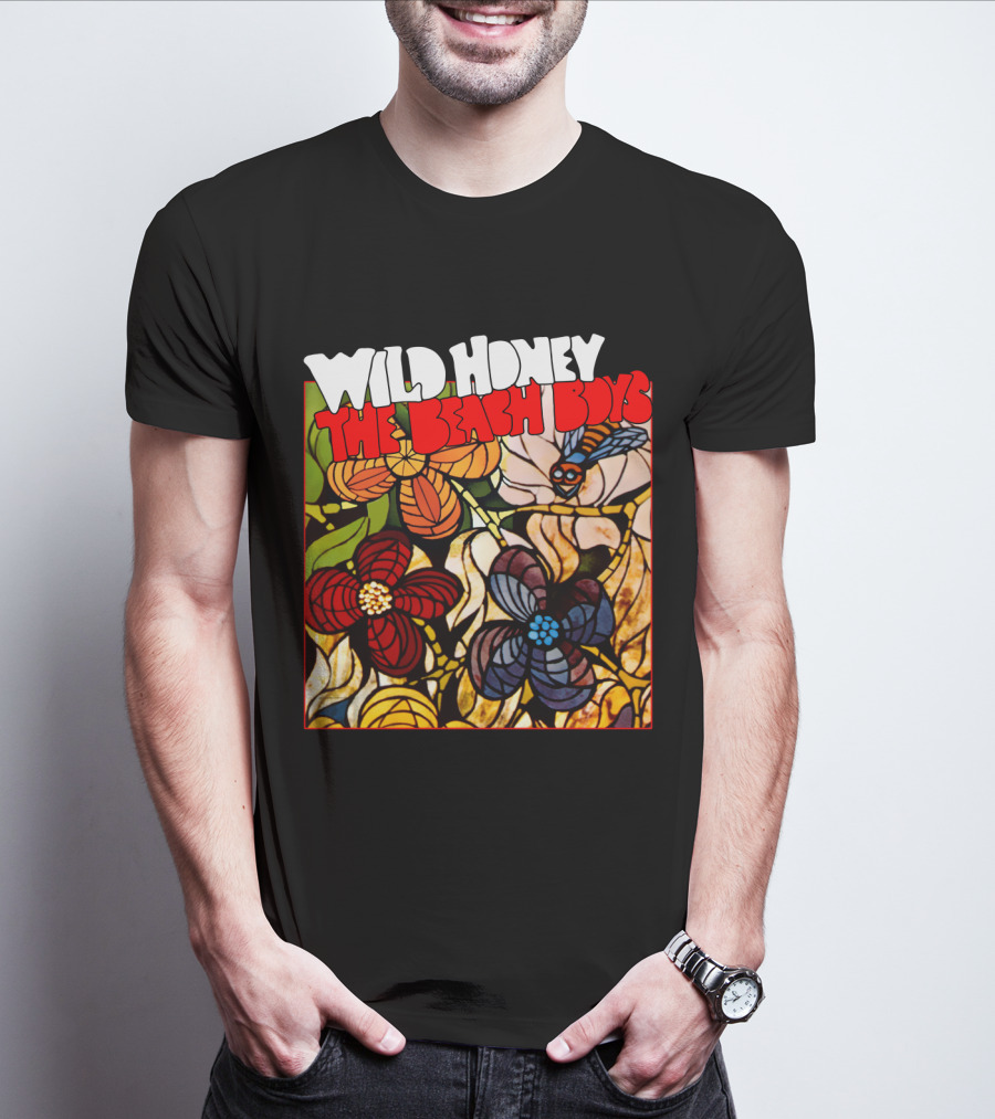 Wild Honey The Beach Boys Flowers And Bee Stained Glass Style T-Shirt