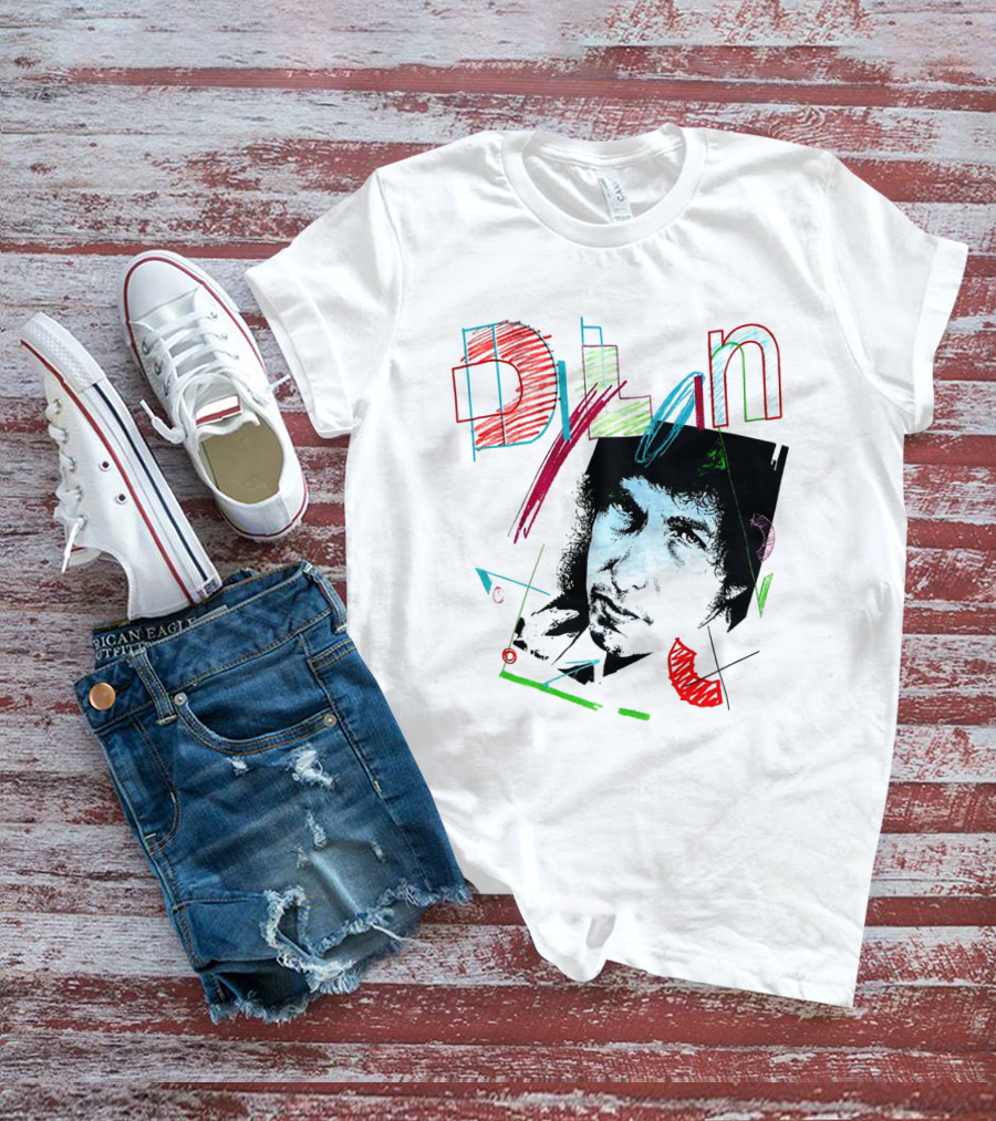 Dylan Graphic Portrait With Colorful Abstract Elements T-Shirt