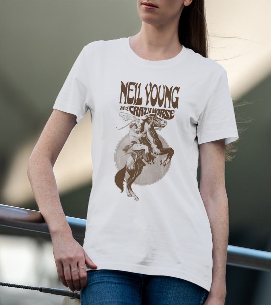Neil Young And Crazy Horse Cowboy Rider Retro Style T-Shirt