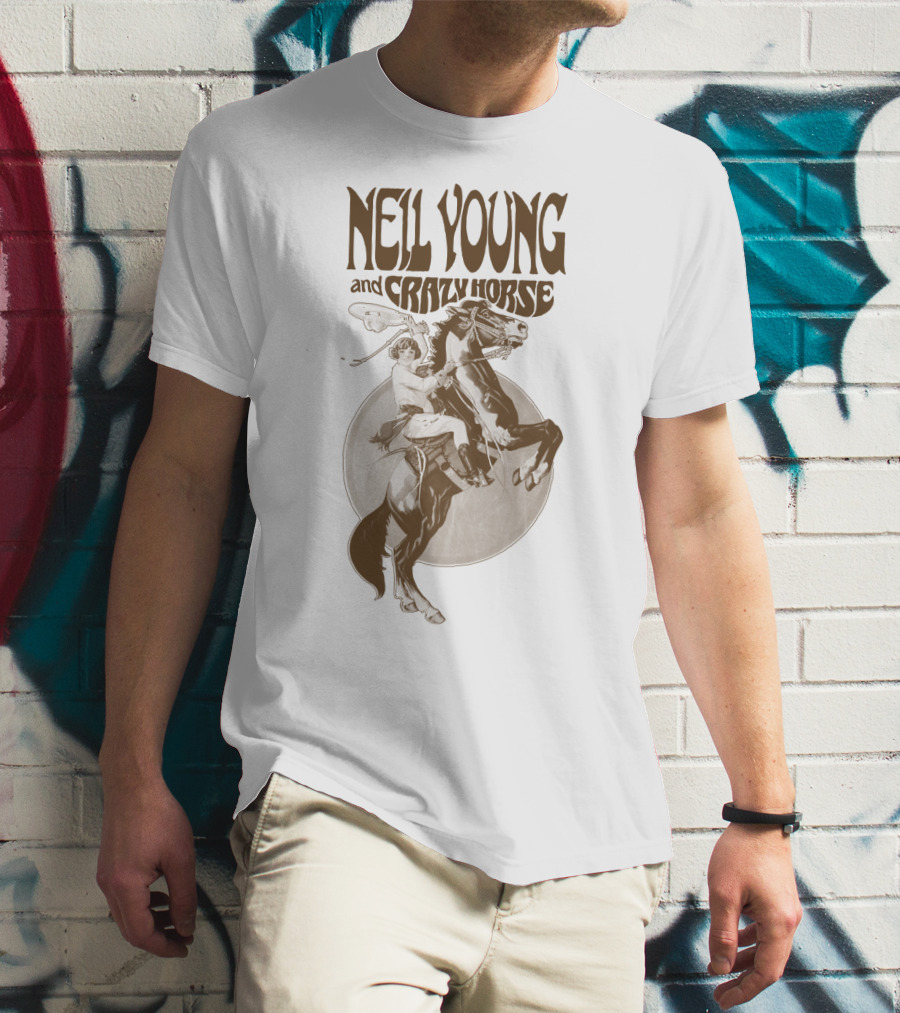 Neil Young And Crazy Horse Cowboy Rider Retro Style T-Shirt