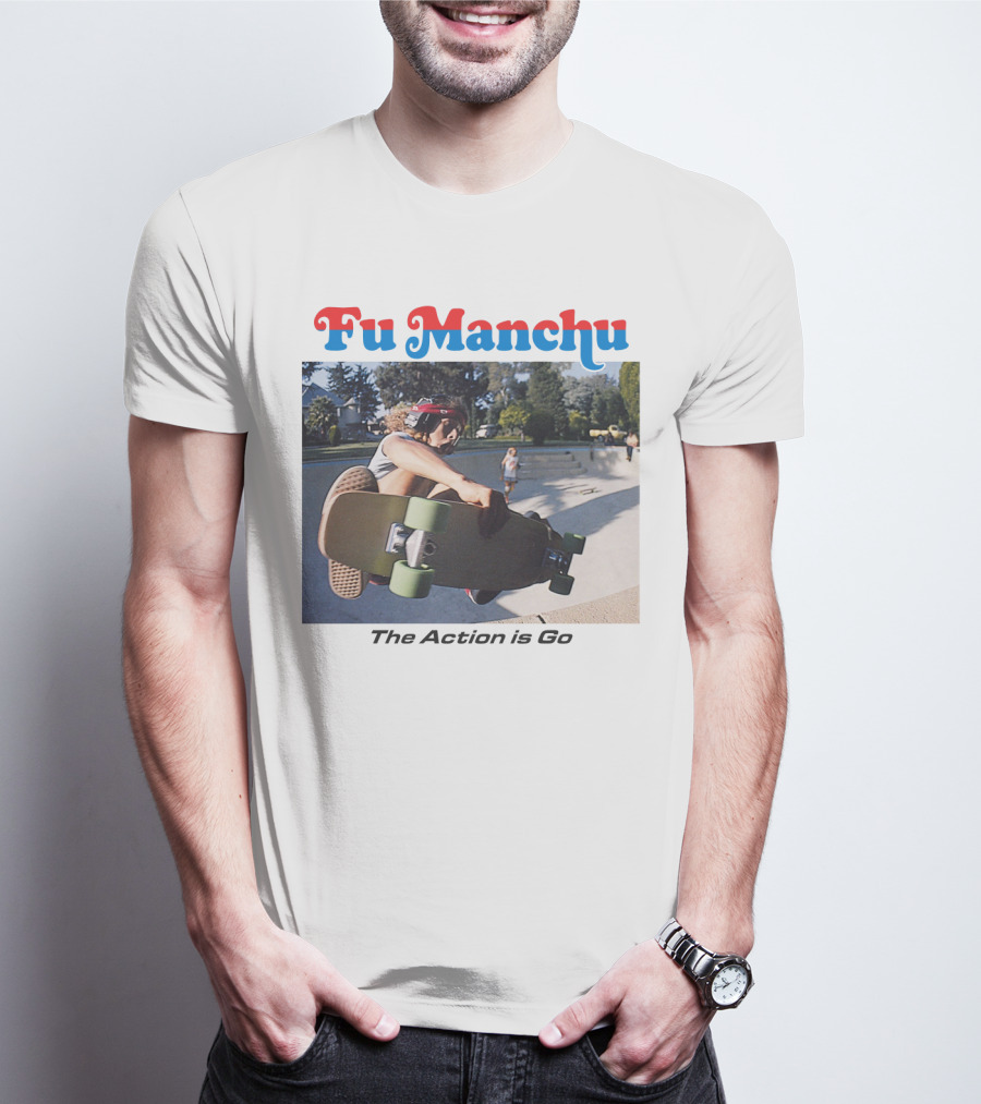 Fu Manchu The Action Is Go Skateboarding Bowl Scene T-Shirt