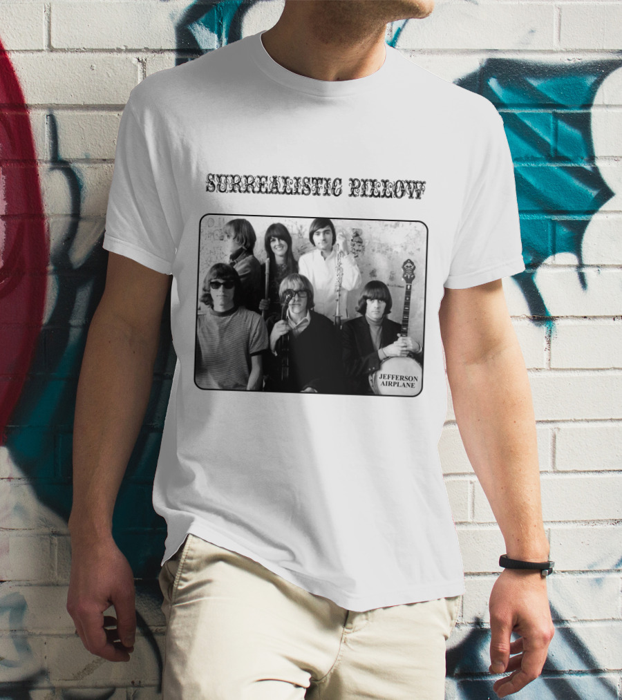 Surrealistic Pillow Jefferson Airplane Album Cover Black And White Photography T-Shirt