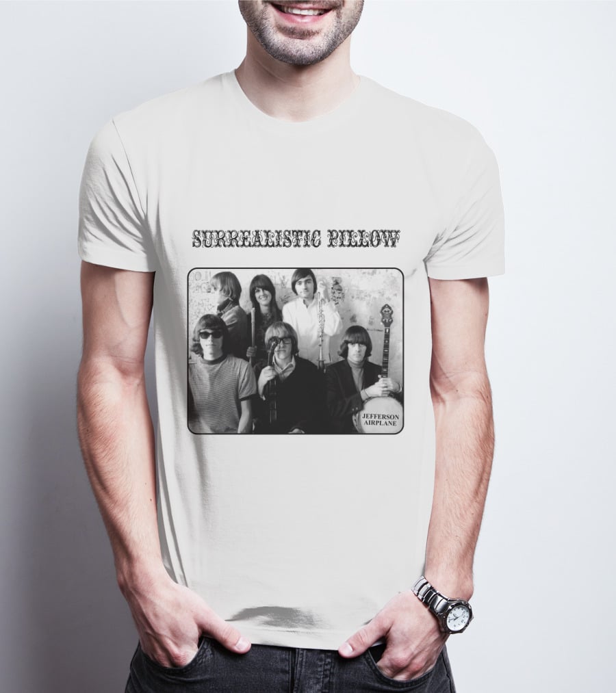 Surrealistic Pillow Jefferson Airplane Album Cover Black And White Photography T-Shirt