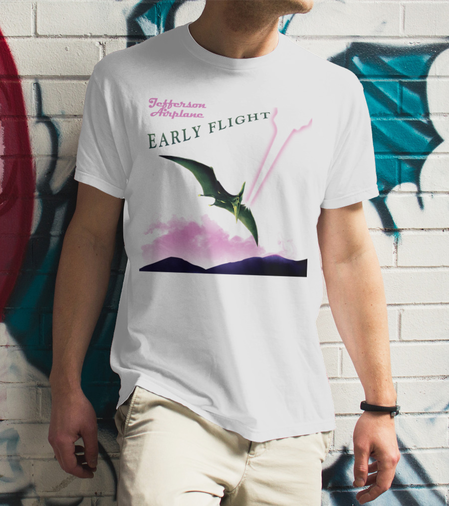 Jefferson Airplane Early Flight Pterosaur Pink Cloud T-Shirt